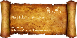 Mallár Arika névjegykártya